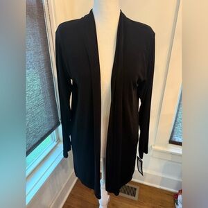 NWT. A Touch of Class. Slinky Silky Smooth Open Front Cardigan. Black. Size S/M.